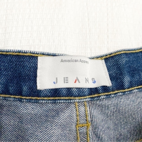 American APPAREL HIGH WAISTED RAW CROPPED HEM DENIM JEANS - 31 - Picture 3 of 8